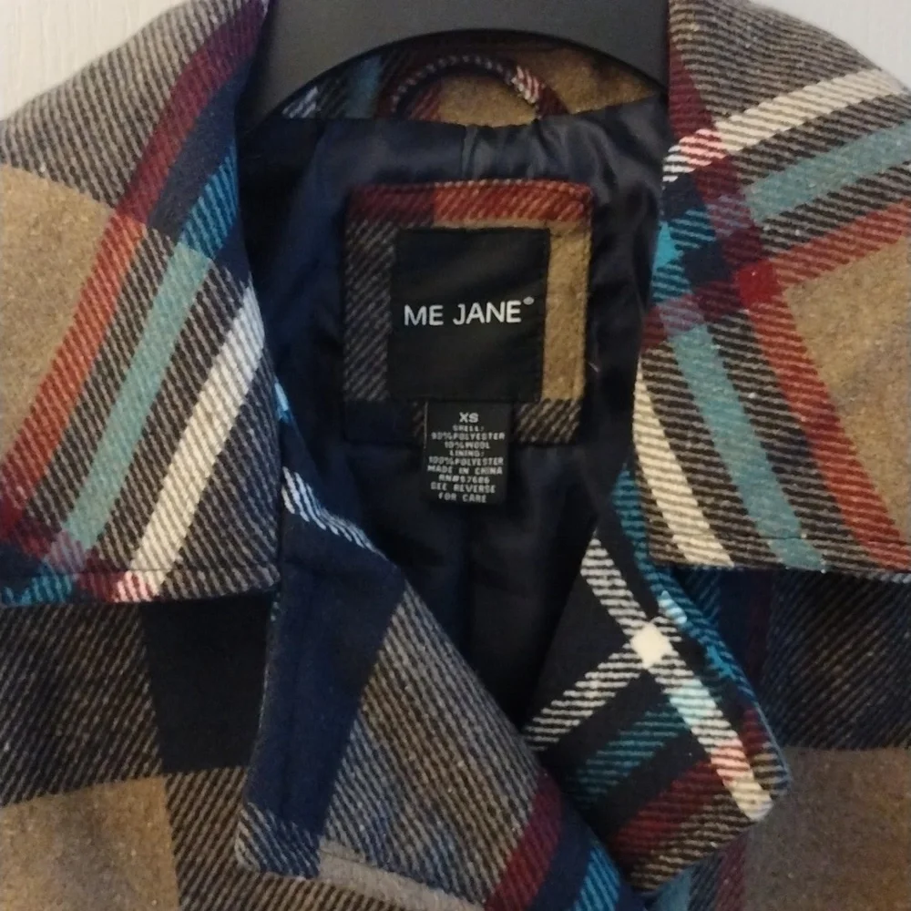 Me Jane Women's Plaid Peacoat Multi Color, Size XS - Picture 4 of 15